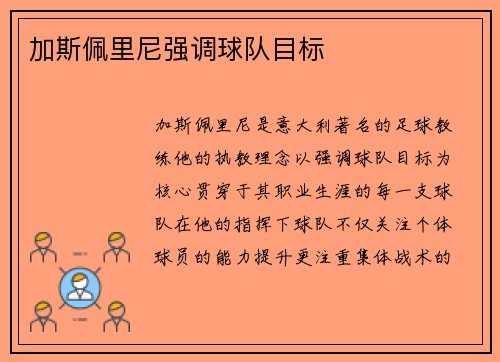加斯佩里尼强调球队目标