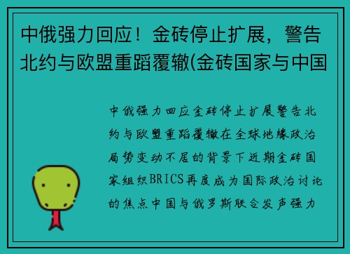 中俄强力回应！金砖停止扩展，警告北约与欧盟重蹈覆辙(金砖国家与中国接壤)