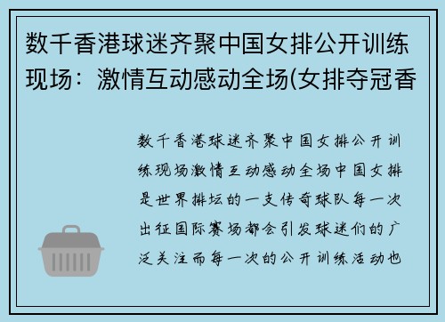 数千香港球迷齐聚中国女排公开训练现场：激情互动感动全场(女排夺冠香港市民欢呼视频)